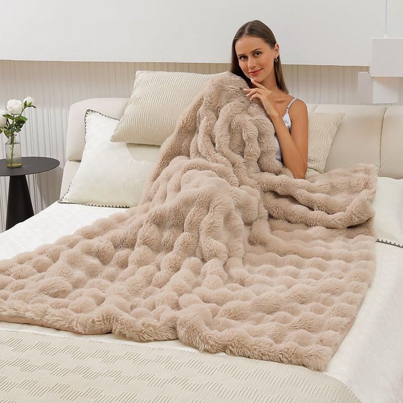 Kuscheldecke Kaninchen Plüsch Flauschige Decke Soft Wohndecke Dick 1000GSM Flanell Decke Couchdecke