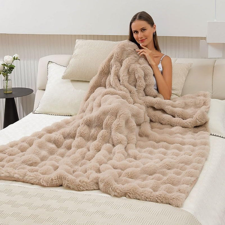 Kuscheldecke Kaninchen Plüsch Flauschige Decke Soft Wohndecke Dick 1000GSM Flanell Decke Couchdecke