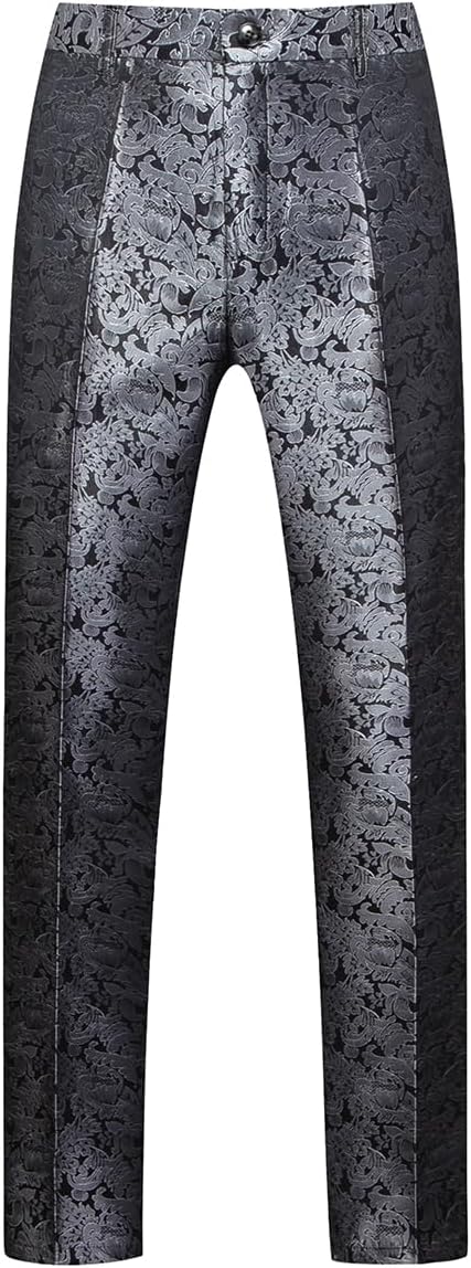 KUDORO Herren Anzüge 3-Teilig Slim Fit Paisley für Hochzeit Party Eine Knöpfe Jacquard Smoking Herre