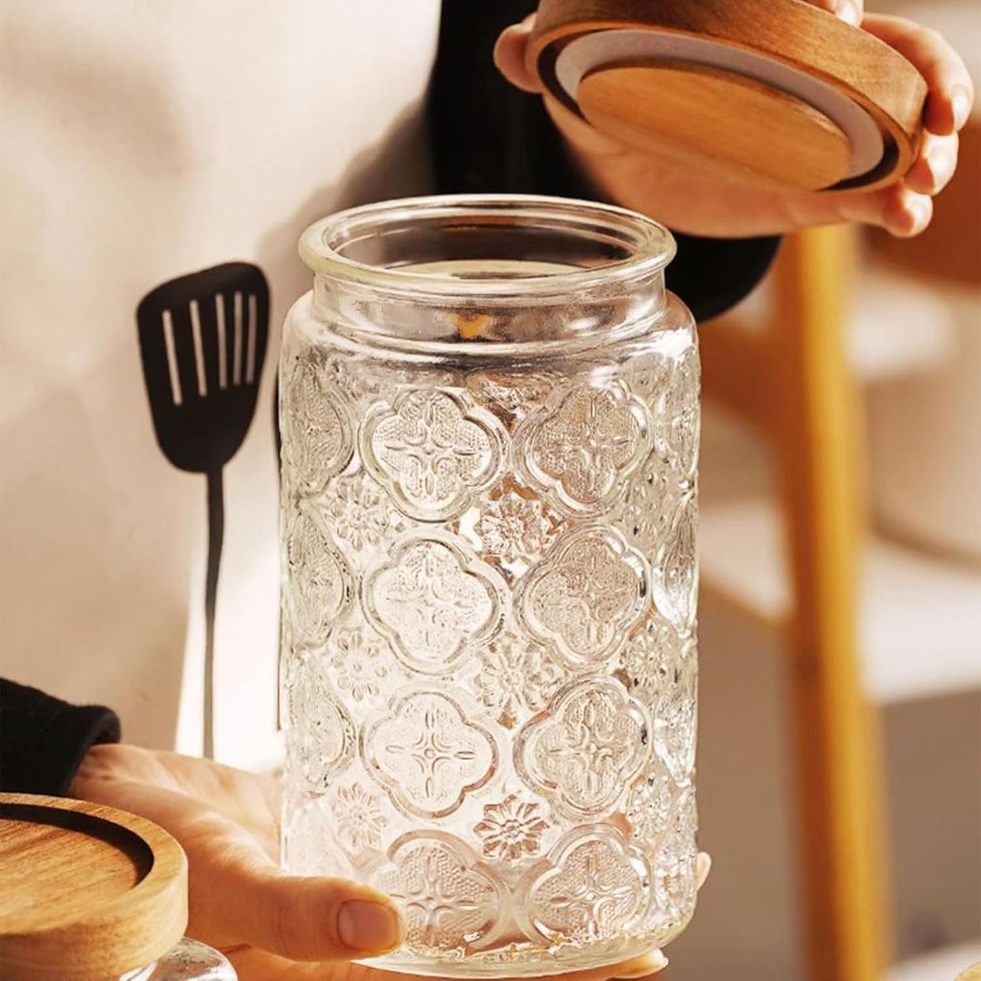 1000ML Vorratsdosen Glas mit Deckel 2er Set, Luftdichte Aufbewahrungsgläser Küche Gewürzgläser, Gros