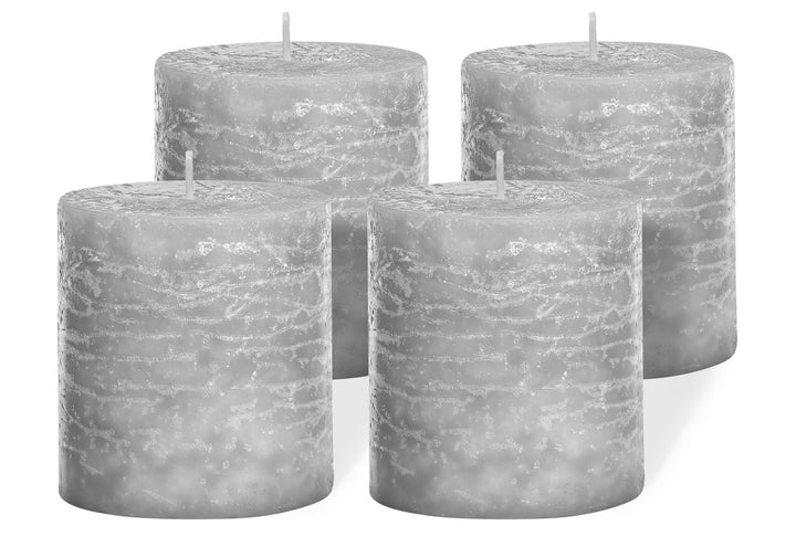 Brandsseller Stumpenkerze 4er Set 7x7,5 cm Weihnachtskerze Adventskranz Grau 7 x 7,5cm | 4er-Set Gra