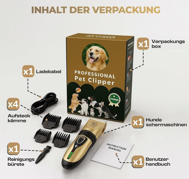 GLOBAL TECH Leise Hundeschermaschine, Professionelle Schermaschine Elektrische Hundetrimmer Tierhaar