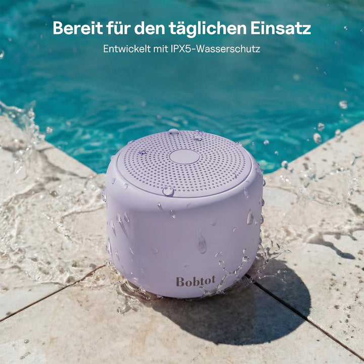 Bobtot Tragbarer Bluetooth-Lautsprecher, kabelloser wasserdichter Lautsprecher mit lautem Stereo-Sou