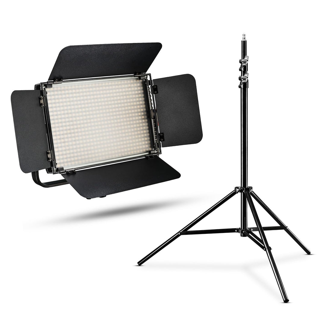 Walimex pro Niova 600 Plus Bi Color + WT-806 Lampenstativ – Set aus LED Videoleuchte Dauerlicht Fläc