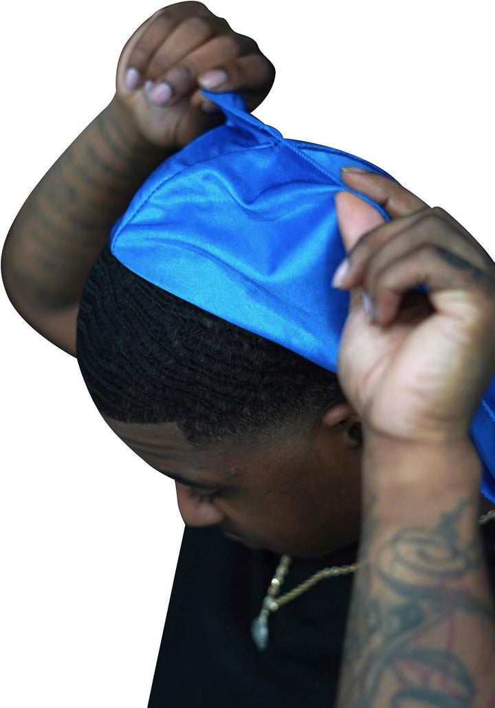 Veeta Superior Silk Durag - Smooth Silk Durag for Men & Women, Long Double Wide Straps, Outside Seam