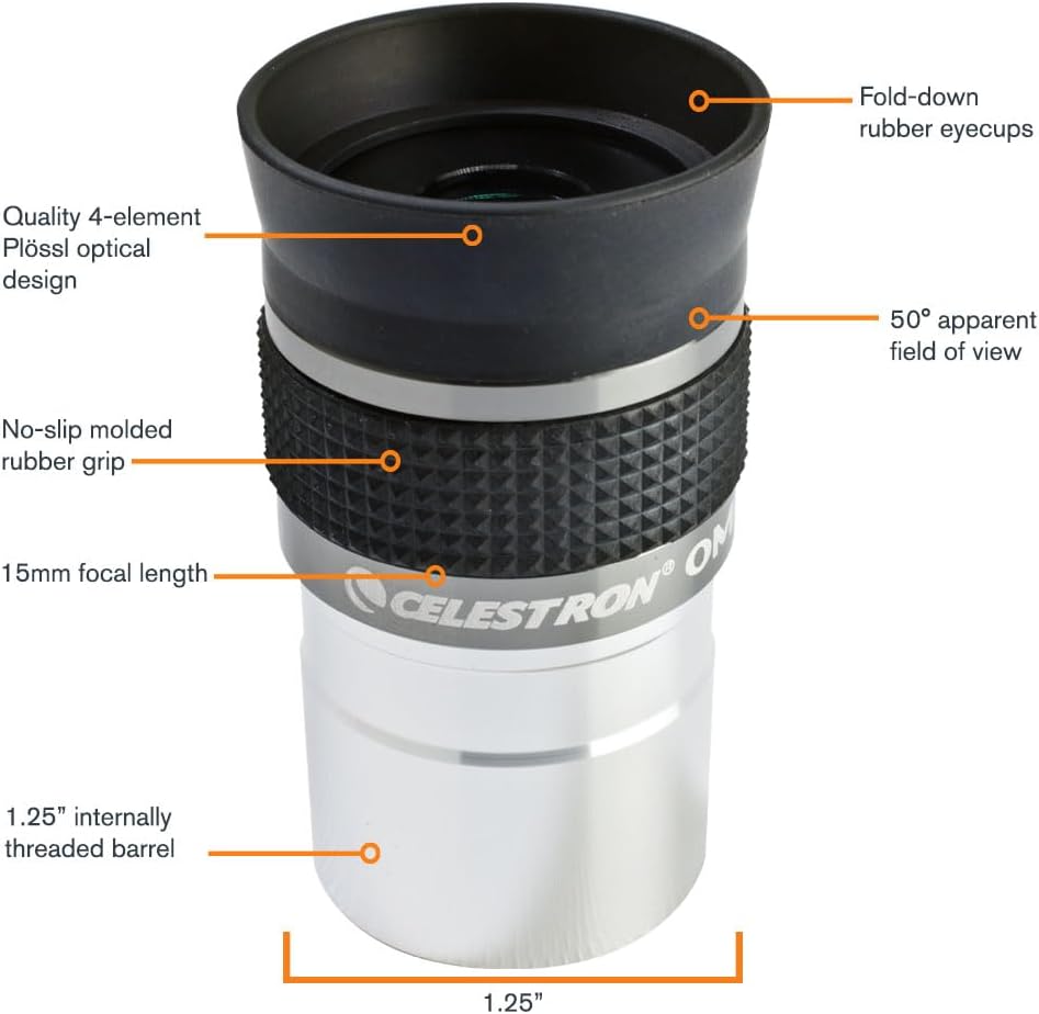 Celestron 93320 1-1/4-15 mm Omni Serie Okular, 15 mm