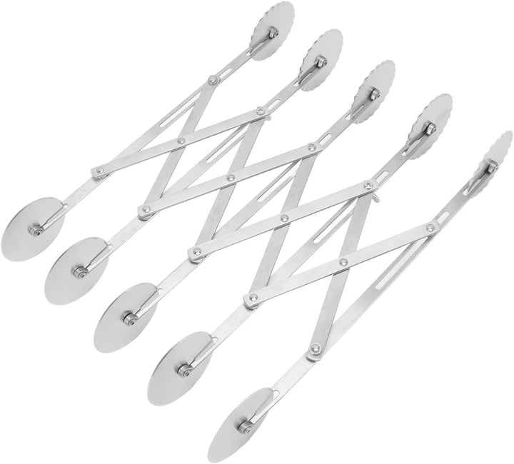 5-Rad-Gebäckschneider, Edelstahl, Einziehbar, Teigschneider, Erweiterbar, Pizzaschneider, Mehrrundes