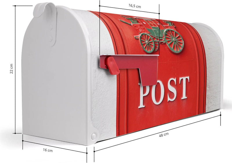 banjado® Amerikanischer Briefkasten - US Mailbox/Letterbox mit Motiv Nostalgie Post 51x22x17cm - Pos