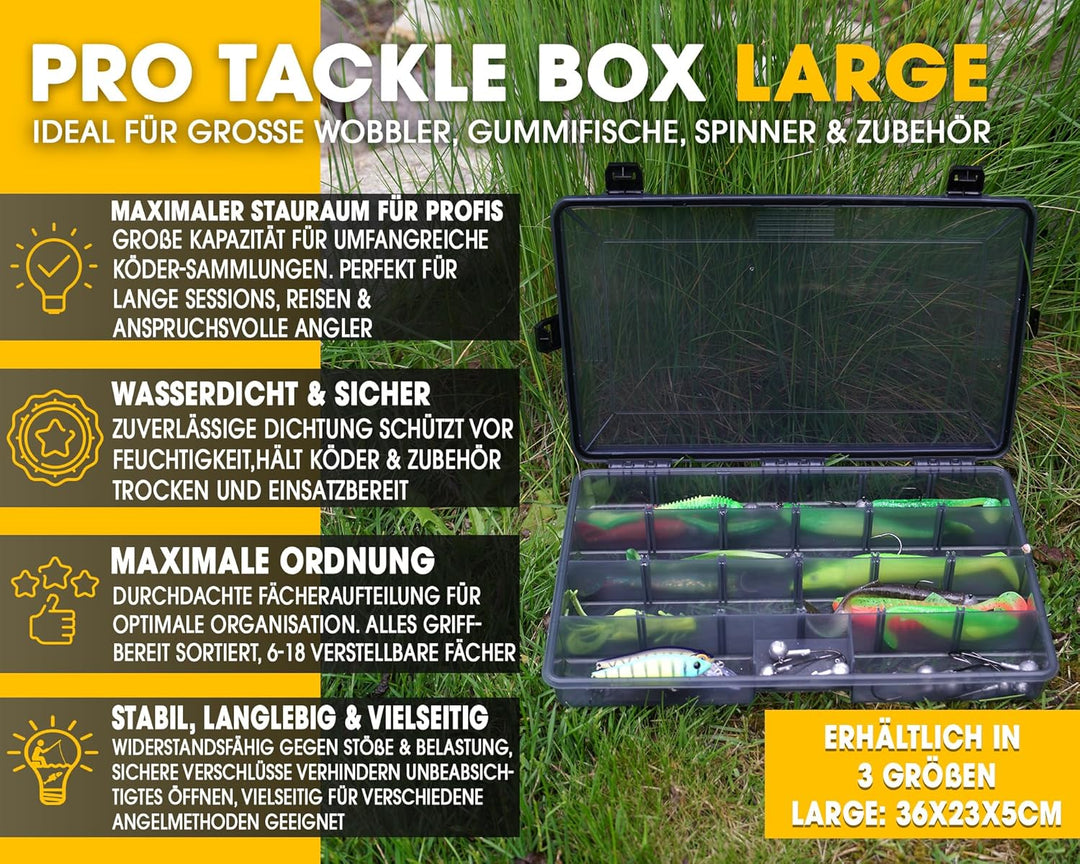Angel-Berger Pro Tackle Box Zubehörbox Köderbox wasserdicht Large, Large