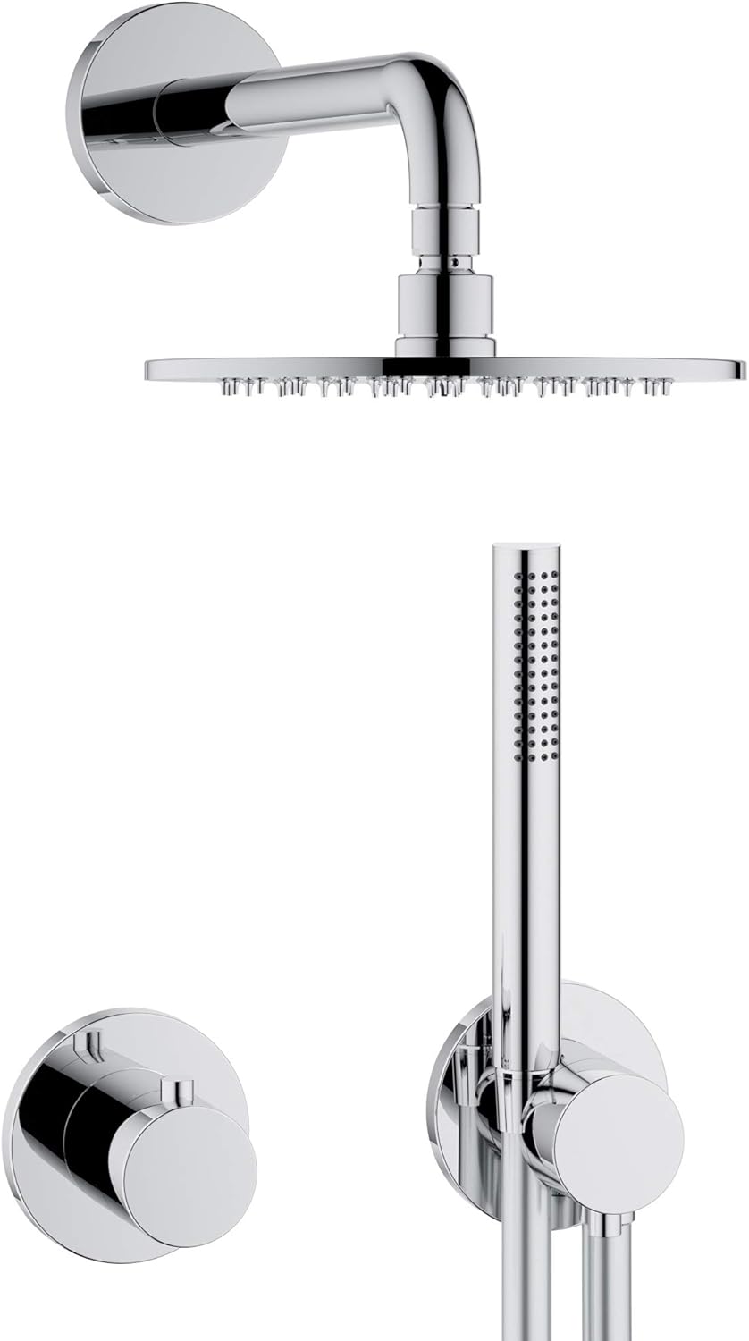 KEUCO IXMO Duschsystem 2 Verbraucher, Komplett-Set mit IXMO Thermostat, Kopf- und Handbrause, Brause