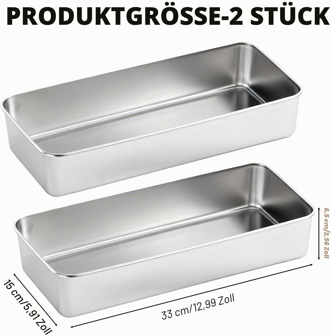 Grosse Edelstahl Brotbackform 2er-Set: Edelstahl Rechteckig Toastbrot Backform für Brot/Kuchen/Toast