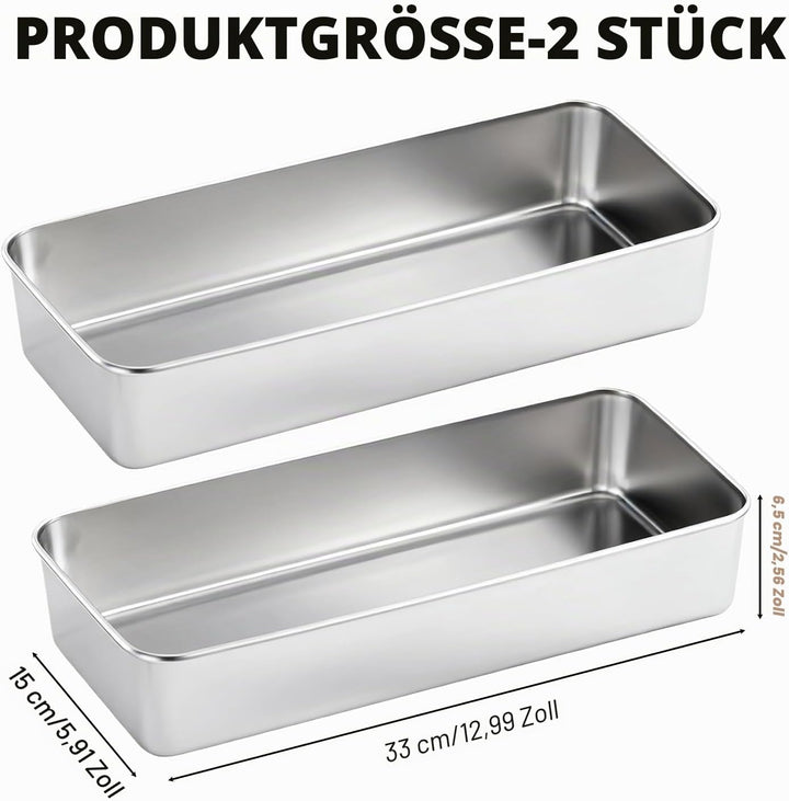 Grosse Edelstahl Brotbackform 2er-Set: Edelstahl Rechteckig Toastbrot Backform für Brot/Kuchen/Toast