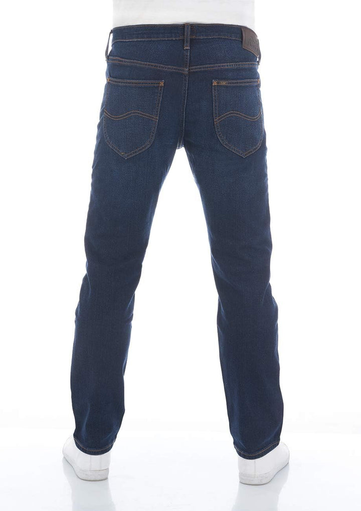 Lee Herren Jeans Regular Fit Daren Zip Fly Hose Straight Jeanshose Baumwolle Denim Stretch Blue Schw