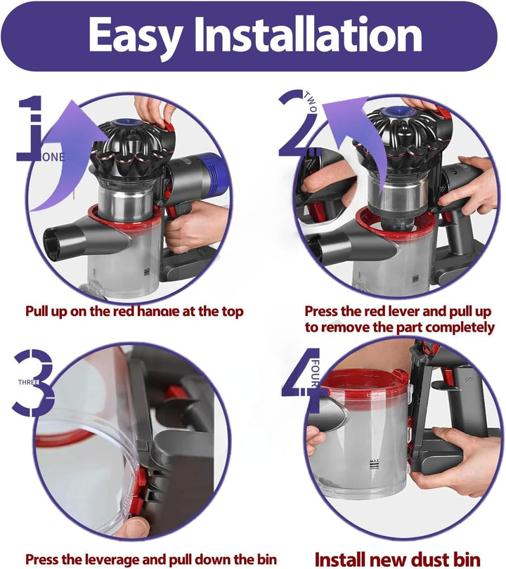 Aufgewerteter Staubbehälter kompatibel mit Dyson V7 V8 SV10 SV11 Staubsauger Transparenter Behälter