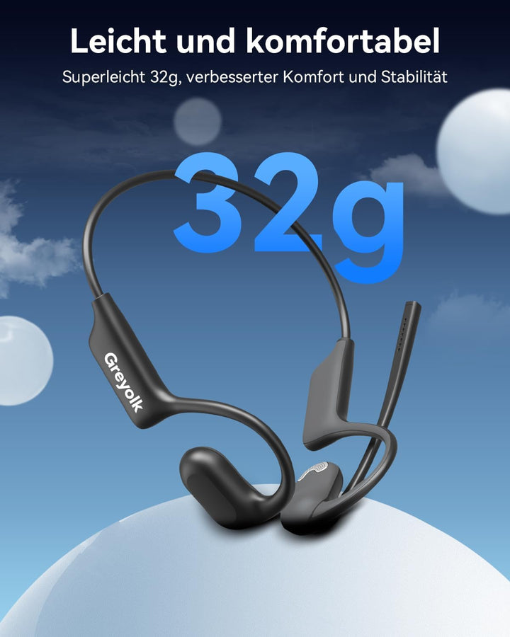 Bluetooth-Kopfhörer mit Mikrofon, offene Ohr Kopfhörer w/Geräuschdämpfungsmikrofon für Telefon PC Co