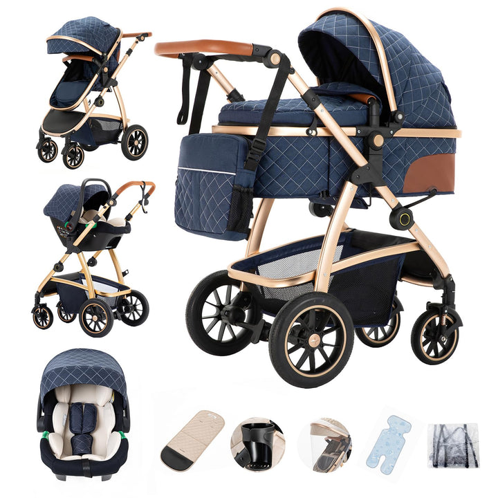 Gcarebb 3 in 1 Kinderwagen Reisesystem, Kinderwagen mit höhenverstellbarem Griff, Reisewagen mit Mos