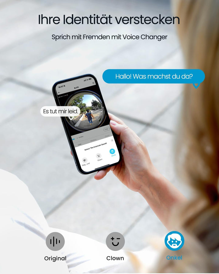 ieGeek Video Türklingel mit Kamera 180° Fisheye, 2K 3MP WLAN-Videotürklingel, AI Bewegungserkennung,