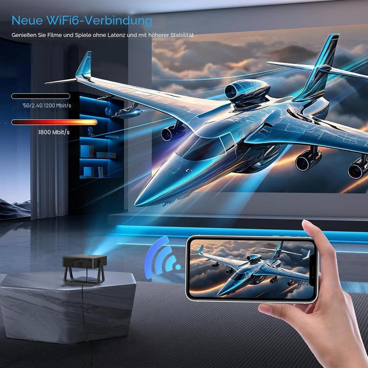 2026 Upgraded 4k Support Smart Mini Projector with WiFi and Bluetooth, 360° Rotation Stand, Auto Key