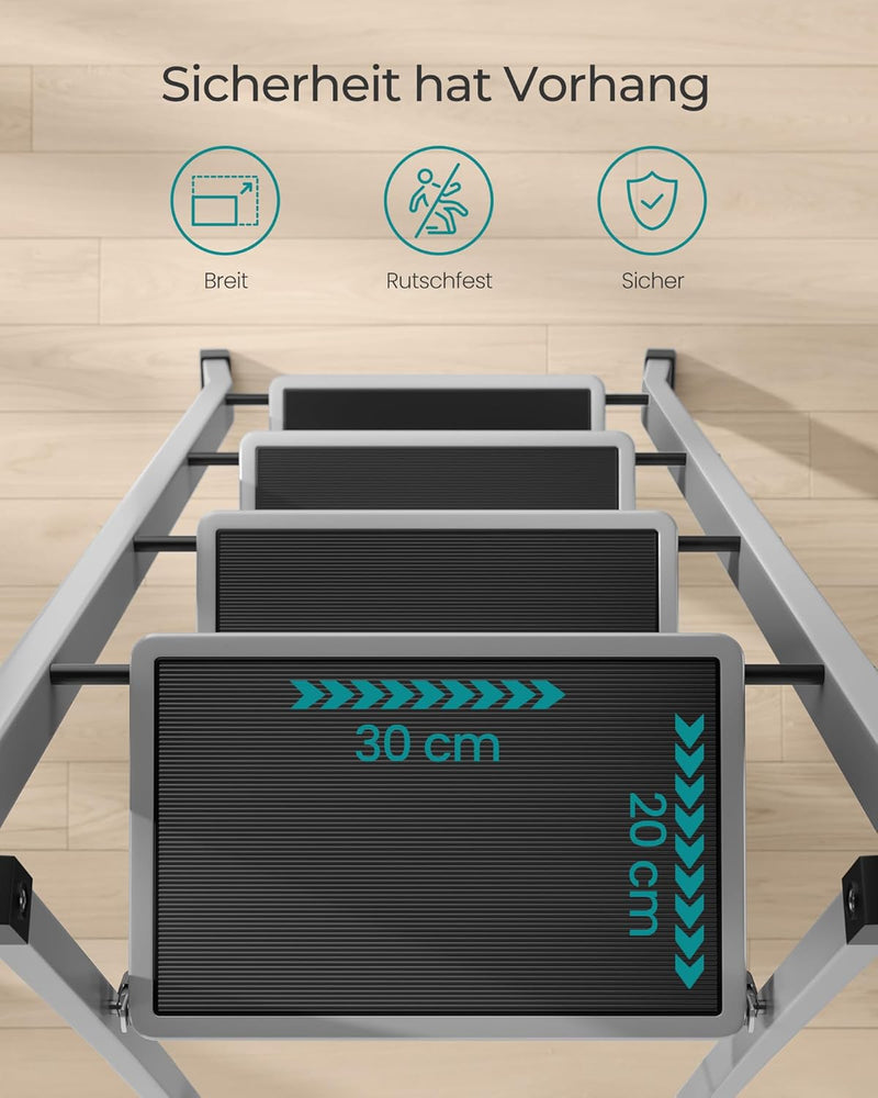 SONGMICS Trittleiter, Leiter mit 4 Stufen, Klapptritt, Klappsicherung, einfach zu verstauen, bis 150