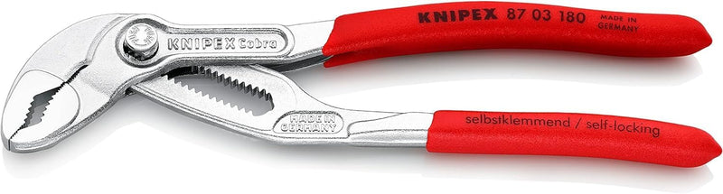 KNIPEX Cobra, Wasserpumpenzange | Rohrzange, Chrom-Vanadium, Rostschutz verchromt, 180 mm, 87 03 180