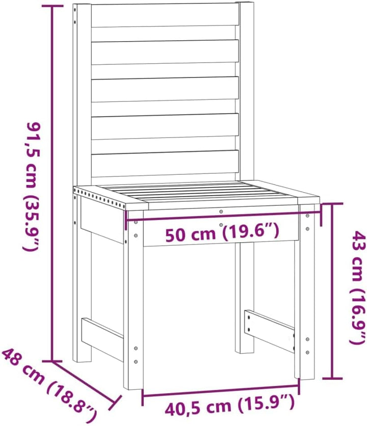 vidaXL Gartenstühle 2 STK., Gartenstuhl mit Rückenlehne, Terrassenstuhl Balkonstuhl Holzrahmen, Gart