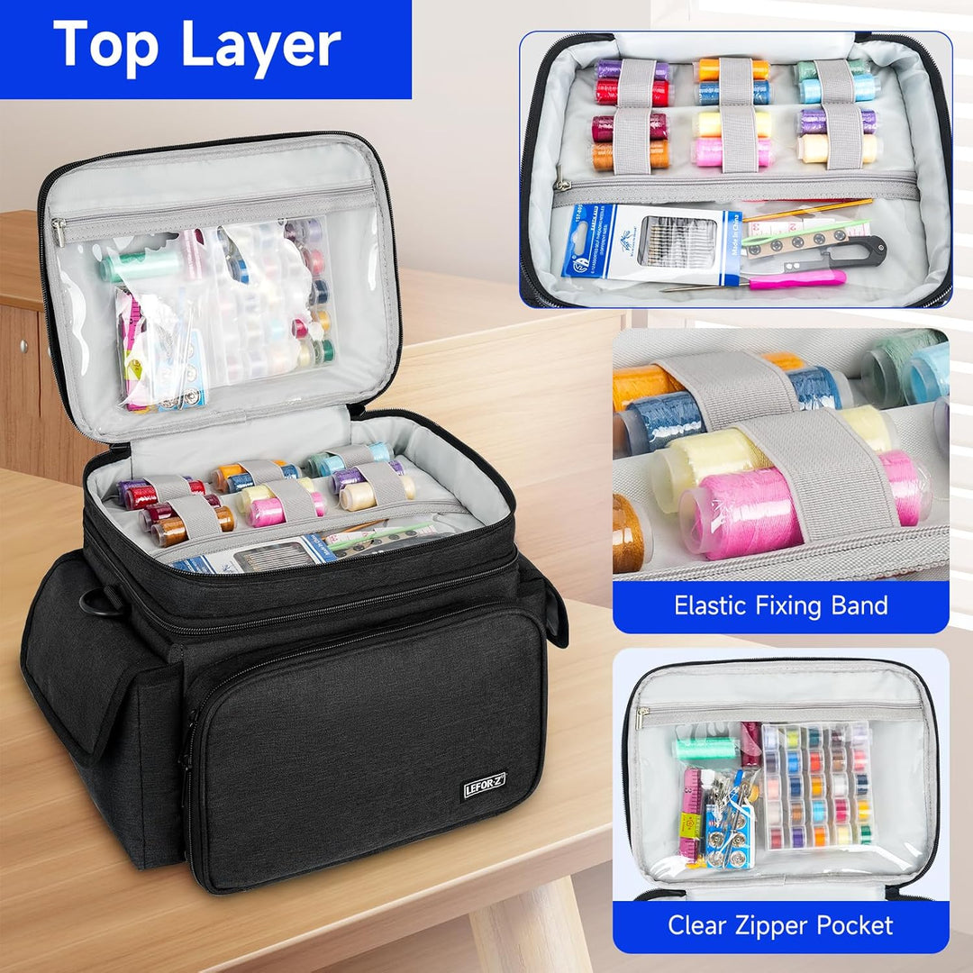LEFOR·Z Nähzubehör Tasche,Nähset Aufbewahrungstasche Organizer,Doppelschicht Nähzeug Tragetasche für