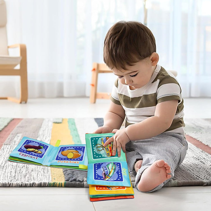 Dr.Rapeti 6 Stück Stoffbuch für Babys, Baby Soft Tuchbuch, Baby Pädagogisches Spielzeug, Early Learn