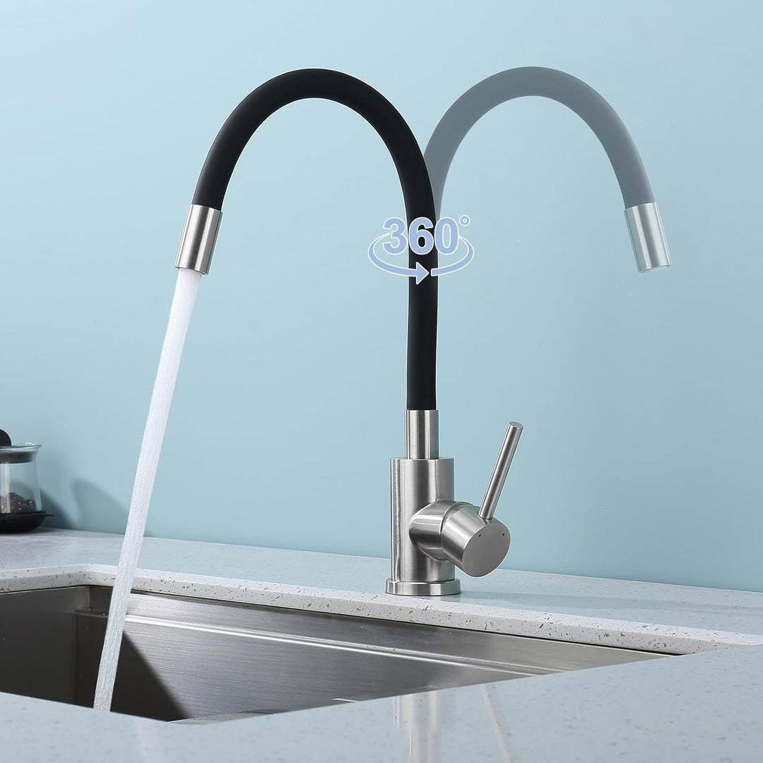 BONADE Wasserhahn Küche Schwarz, Küchenarmatur Schwarz mit Flexibler Auslauf, 360° drehbare Armatur