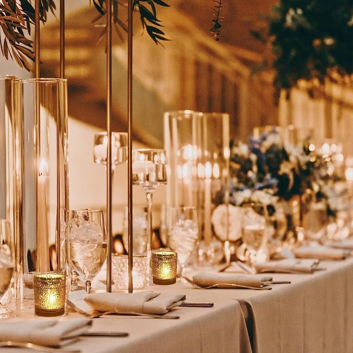 Vohocandle Teelichthalter Gold, 12er-Set Kerzenhalter Glas, Grosspackung für den Tischaufsatz bei Ho