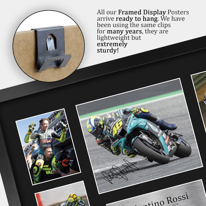 HWC Trading FR A3 Valentino Rossi Gifts Autogramm-Bild für MotoGP Racing Fans, A3, gerahmt, 330 x 44