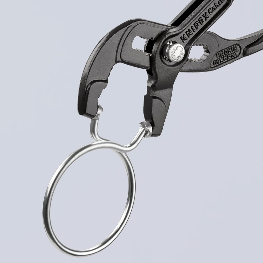 KNIPEX Federbandschellenzange für Schlauchschellen, Chrom-Vanadium, atramentiert, 180 mm (SB-Karte/B