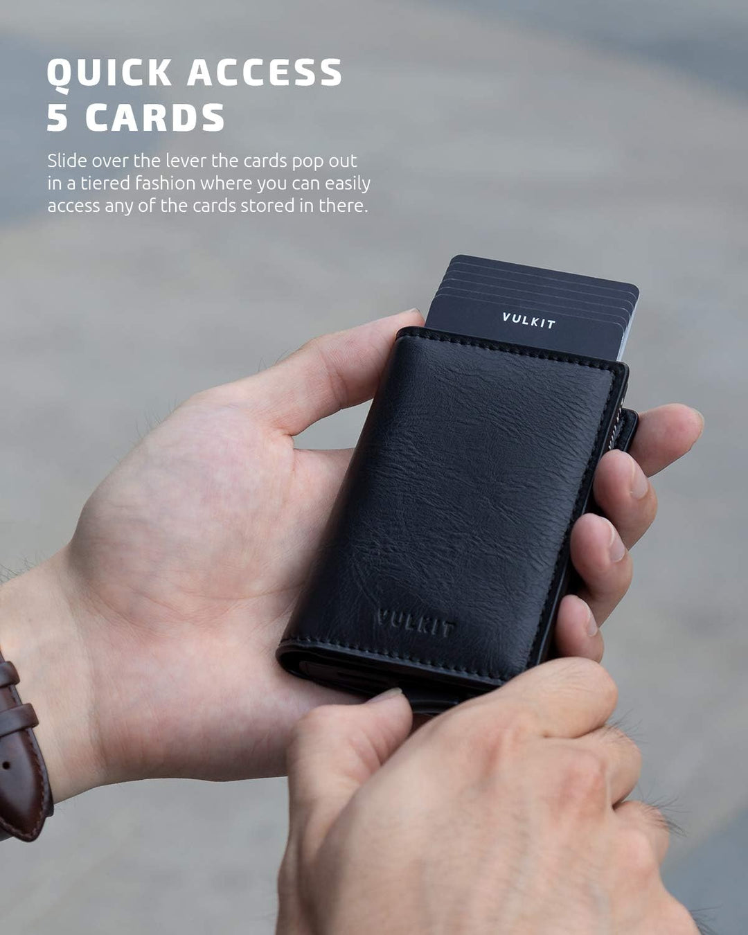 VULKIT Kreditkartenetui für Herren Geldbörse Leder RFID Schutz Geldbeutel Wallet Klein mit 3 Steckpl