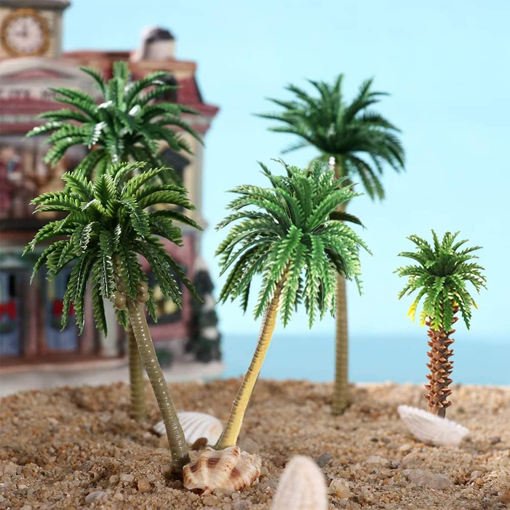 30 Stück Palme, Kunststoff Kokospalmen, Modellbau Bäume, Modell Bäume Miniatur, Landschaft Modell Bä