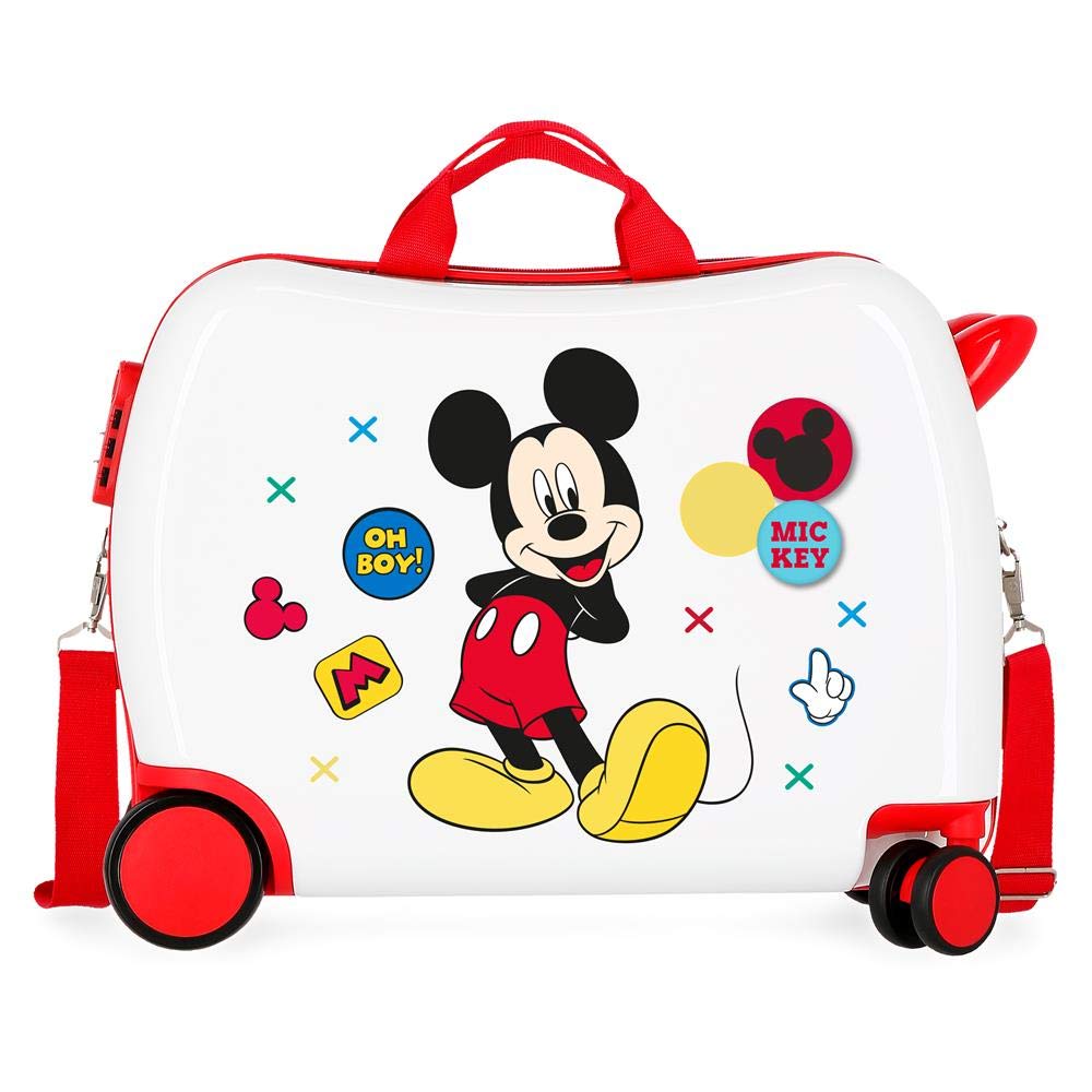 Disney Mickey Enjoy the Day Kinder-Koffer Weiss 50x38x20 cms Hartschalen ABS Kombinationsschloss 34L