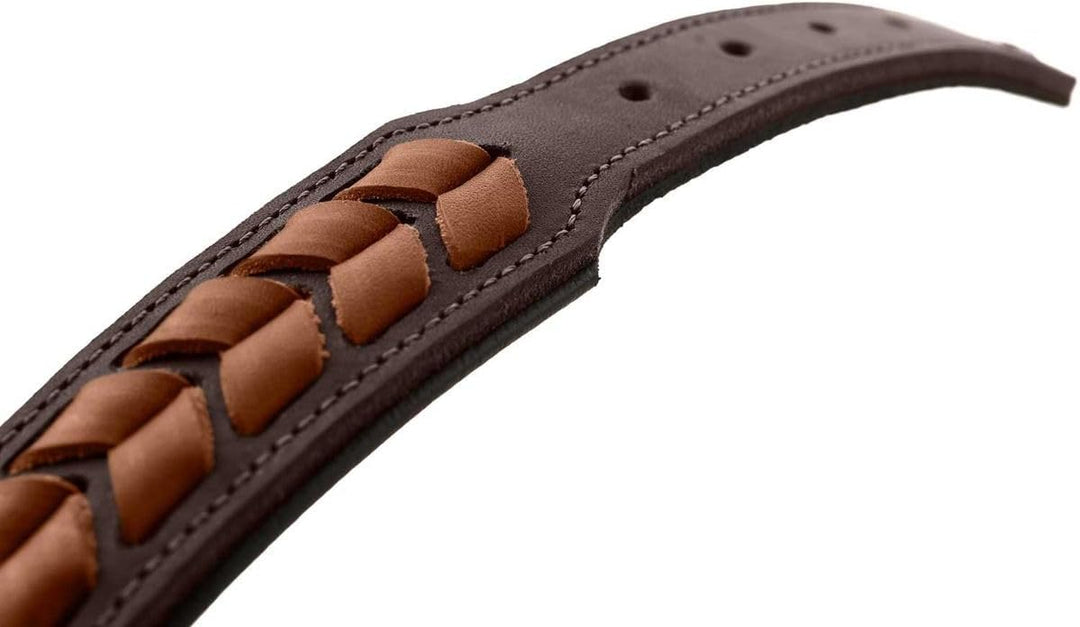 HUNTER EL PASO Hundehalsband, Leder, geschmeidig, geflochten, 65 (L), dunkelbraun/schwarz 65 (L) dun