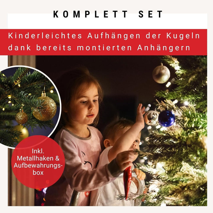 WOMA Christbaumkugeln Set Gold & 22 weiteren Farben - 50er & 100er Weihnachtskugeln Set - Weihnachts