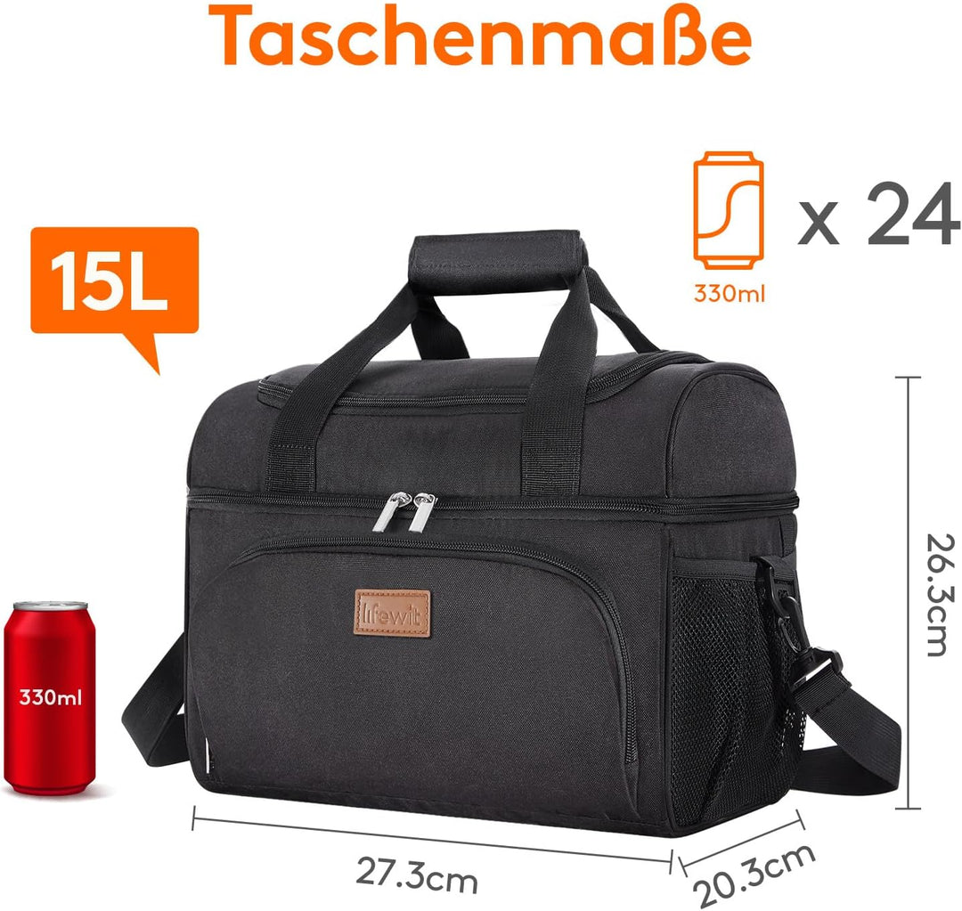 Lifewit Grosse Kühltasche 14.6L 18 Dosen, Kühlbox Faltbar, Isolierte Lunch Tasche, Leichte, Tragbare