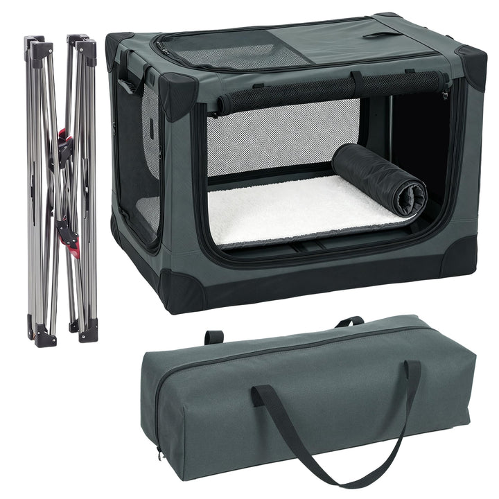 PawHut Hundebox faltbar 76x54x54cm Hundetransportbox mit Kissen abnehmbar waschbar Bezug atmungsakti