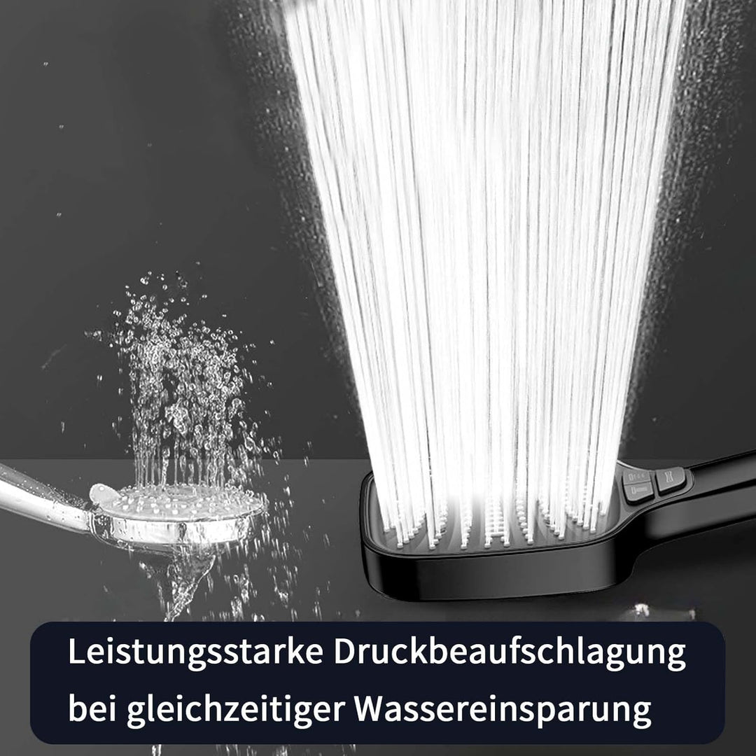 Duschkopf mit 8 Strahlarten &amp; Stoppfunktion – Grosse Regendusche Handbrause, wassersparende Duschbra