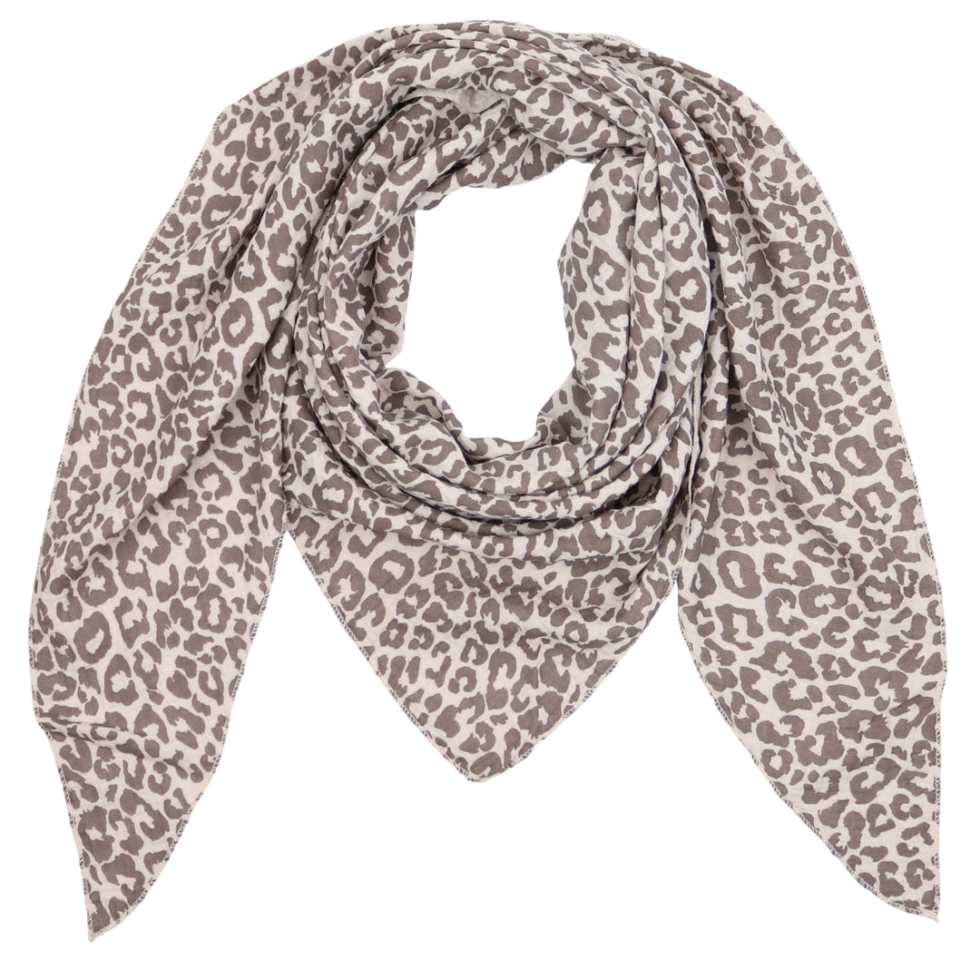 MIRROSI Damen Musselin Halstuch Made in Italy mit Leoprint oder Unifarben – Leichtes Dreieckstuch fü