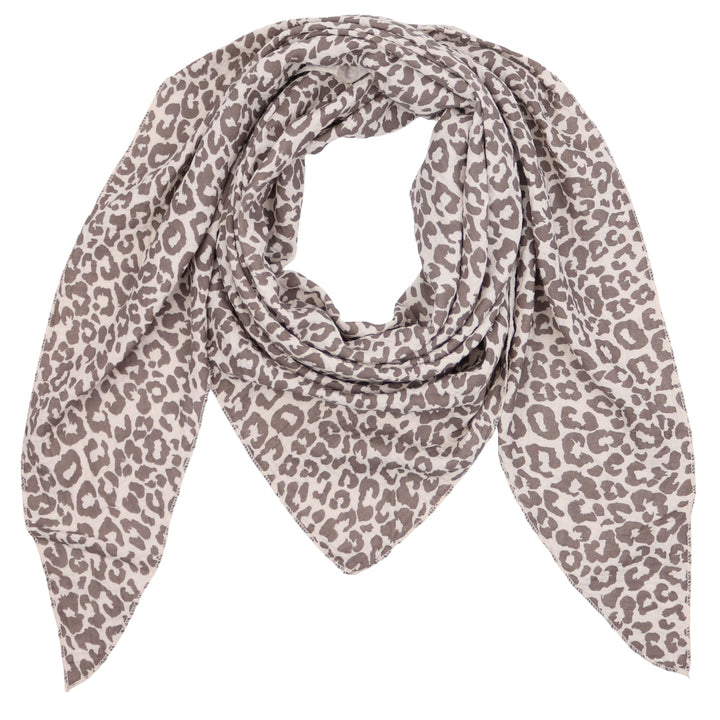 MIRROSI Damen Musselin Halstuch Made in Italy mit Leoprint oder Unifarben – Leichtes Dreieckstuch fü