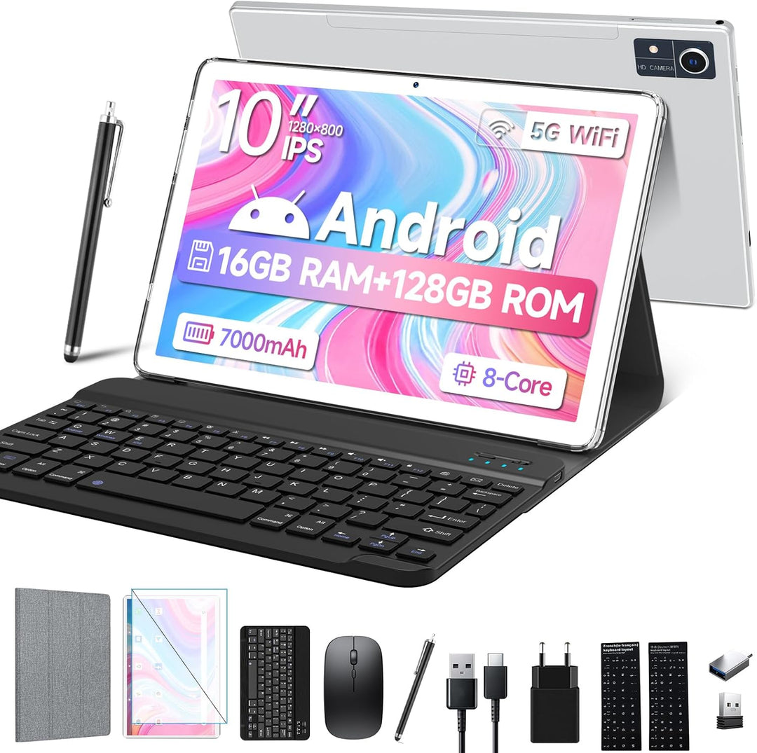 2024 Neueste Tablet 10 Zoll,5G Wifi Android 13 Tablet Mit 16GB RAM+128GB ROM(1TB TF),2-in-1 Tablet M