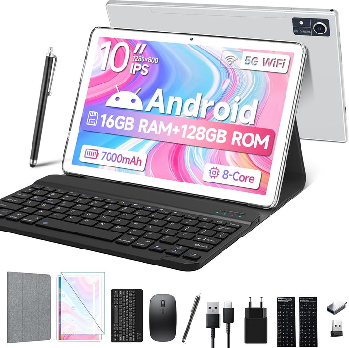2024 Neueste Tablet 10 Zoll,5G Wifi Android 13 Tablet Mit 16GB RAM+128GB ROM(1TB TF),2-in-1 Tablet M