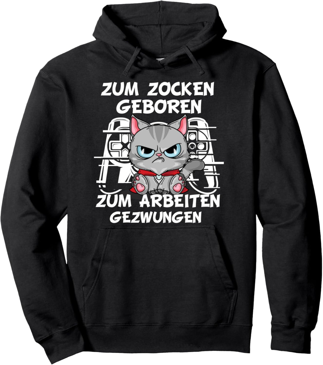 Zum Zocken Geboren Arbeiten Gezwungen Gaming Gamer Spruch Pullover Hoodie