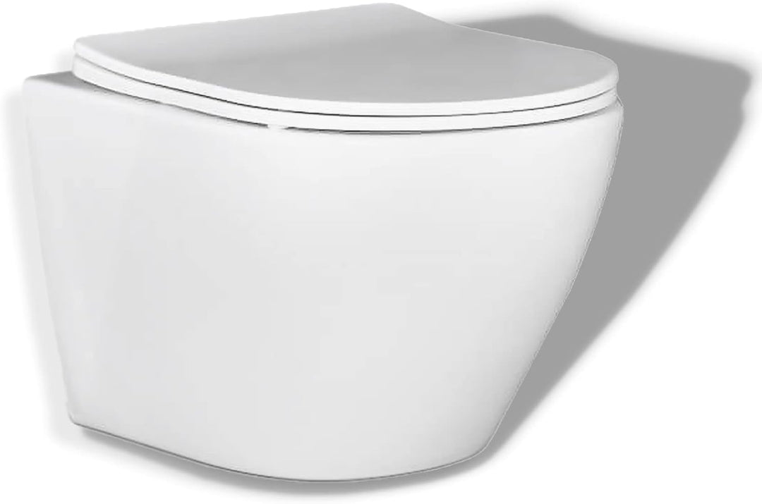 KOLMAN Wand-WC Desna Spülrandloses Weiss mit Slim Soft-close Absenkautomatik Deckel und Schallschutz