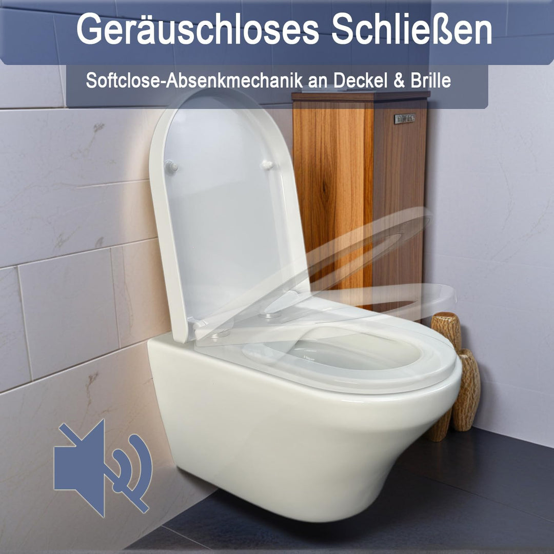 WC-Sitz mit Absenkautomatik & Quick-Release Weiss D form antibakterieller toilettendeckel aus Urea-D