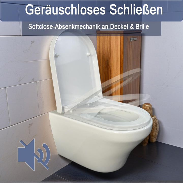 WC-Sitz mit Absenkautomatik & Quick-Release Weiss D form antibakterieller toilettendeckel aus Urea-D