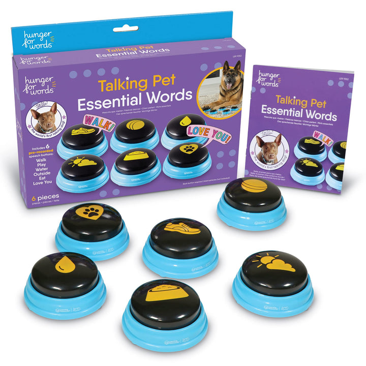 Hunger for Words Sprechknöpfe für Hunde, Set mit 6 voraufgezeichneten Sprachtasten, von Christina Hu