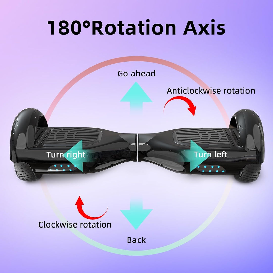 VOUUK Hoberboard 6,5-Zoll-Hoverboard mit zwei Rädern, Mit Bluetooth-Lautsprecher, Mit LED-Lichtern G