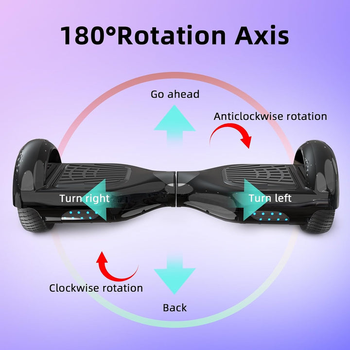 VOUUK Hoberboard 6,5-Zoll-Hoverboard mit zwei Rädern, Mit Bluetooth-Lautsprecher, Mit LED-Lichtern G